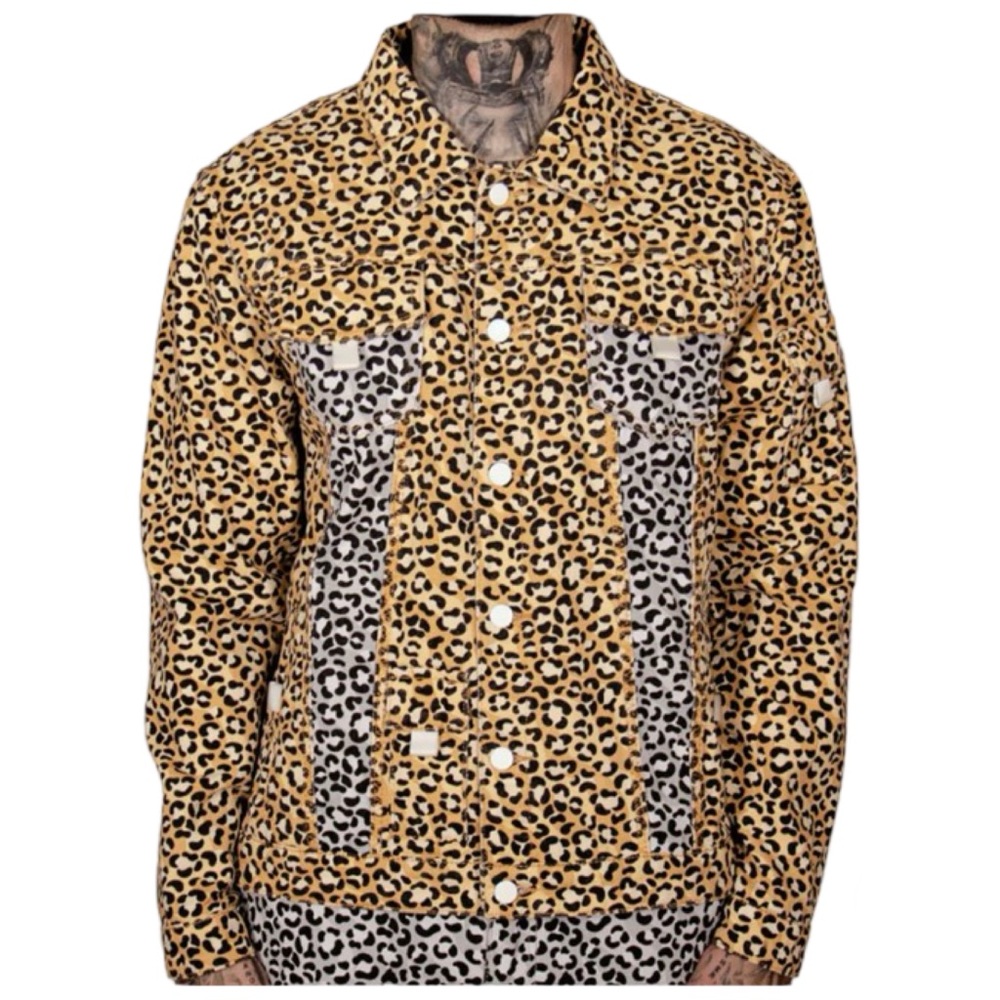 NWT THE HIDEOUT CLOTHING TROPICS LEOPARD DENIM JACKET